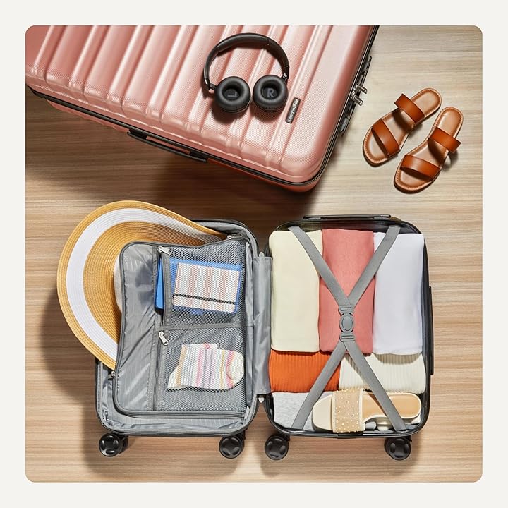 Amazon Basics 2-Piece Set (21", 30"), Hardshell Suitcases With Wheels, Expandable For Up to 25% More Space, With Scratch-Resistant Surface, Four...